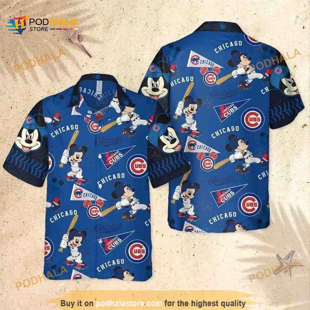 Chicago Cubs Mickey Mouse Hawaiian Shirt With Playful Baseball Design