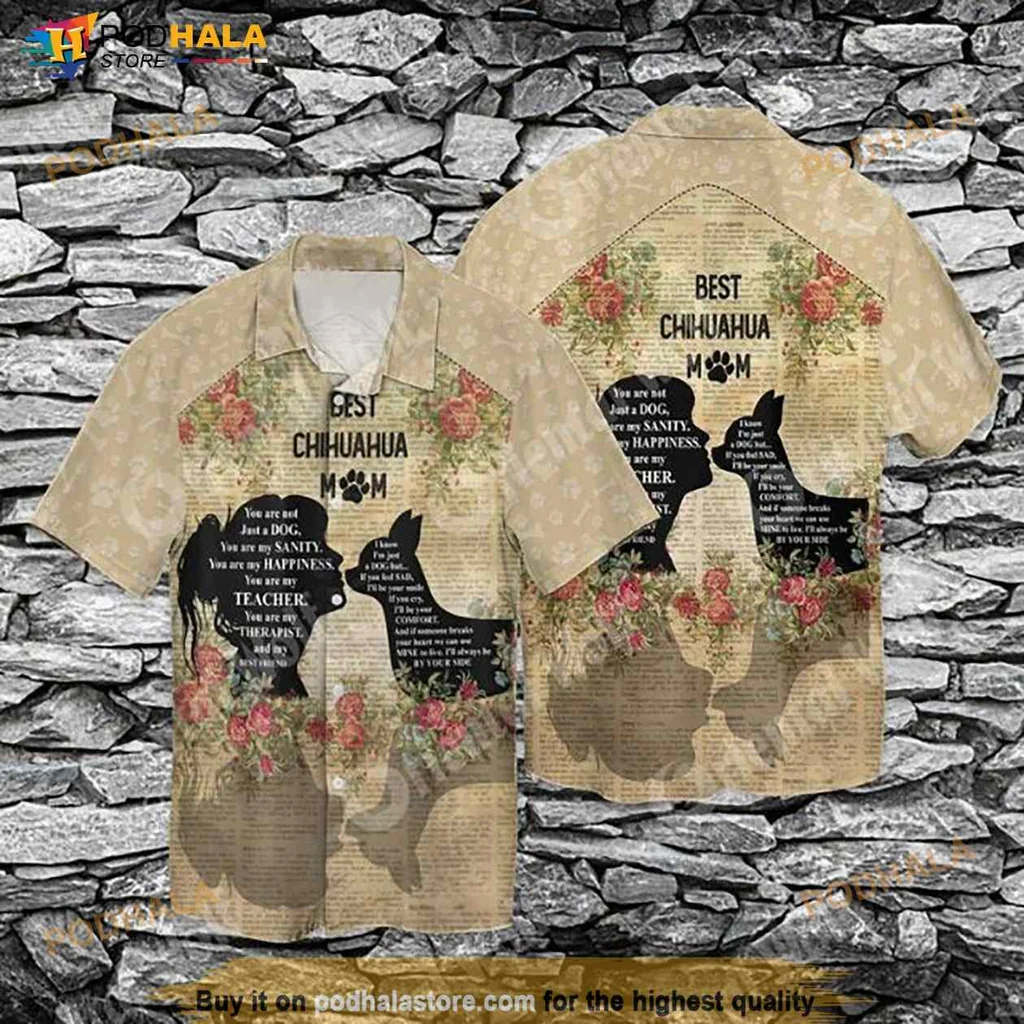 Chihuahua Mom Hawaiian Shirt, Best Dog Lover Gift, Floral Vintage Design