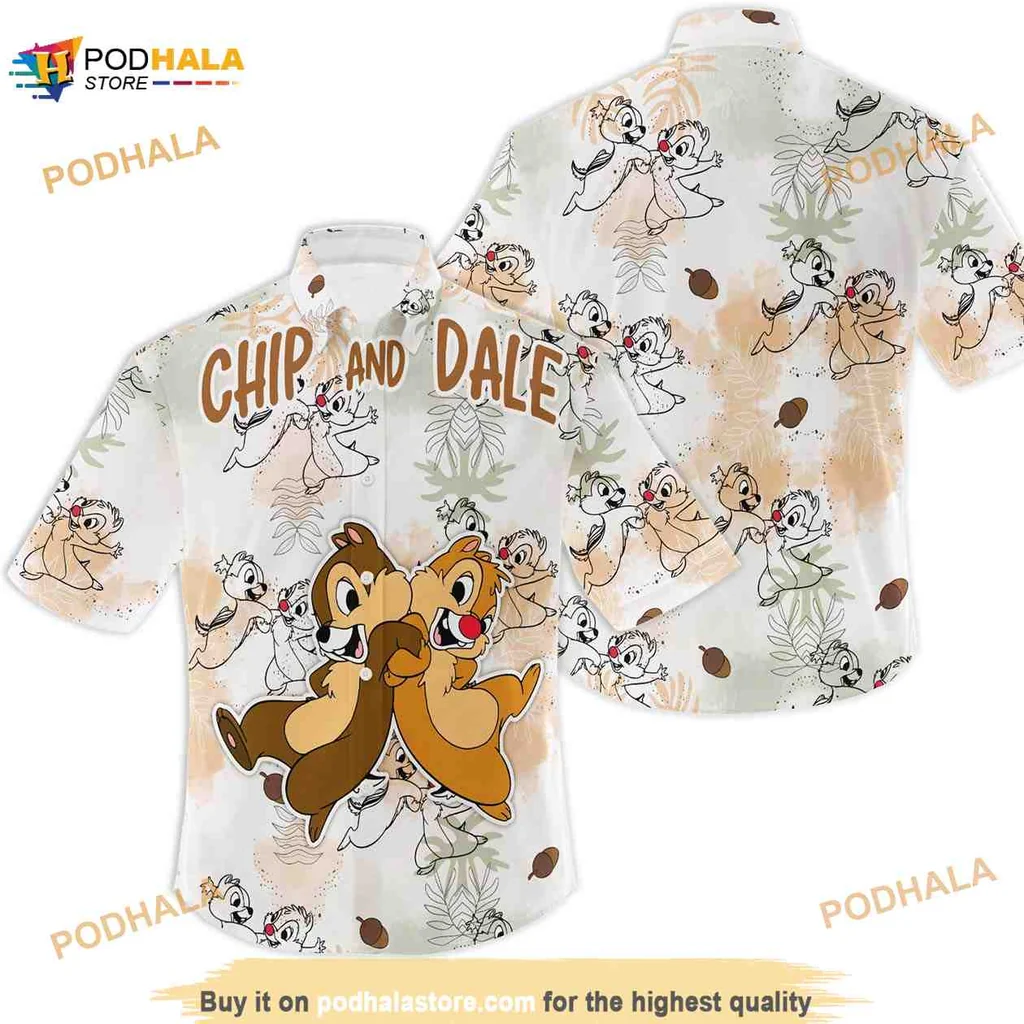 Chip And Dale Hawaiian Shirt Featuring Playful Chipmunk Design