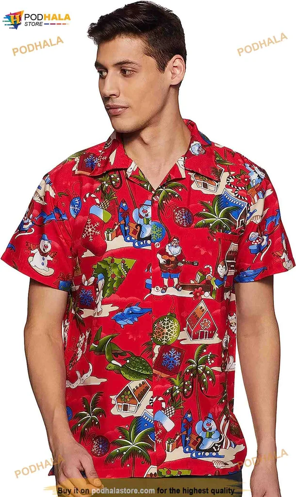 Christmas Tropical Hawaiian Shirt With Snowmen And Palm Trees