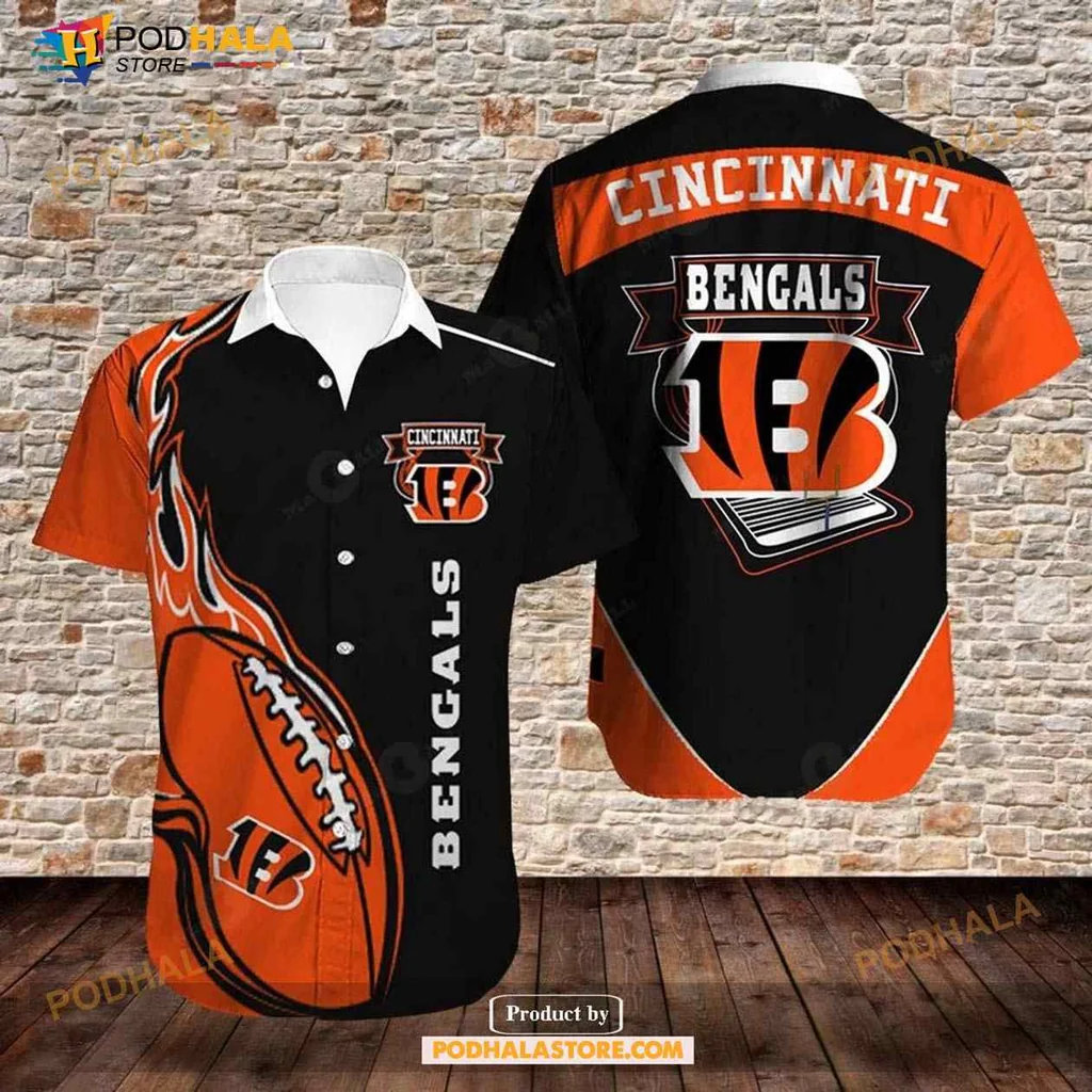 Cincinnati Bengals Aloha Shirt Featuring Vibrant Team Logo And Football Graphic