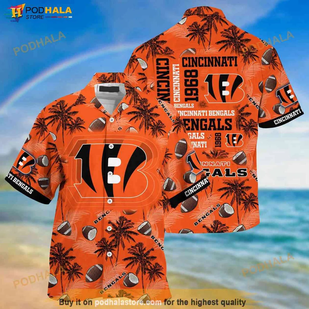 Cincinnati Bengals Aloha Shirt For Men, Vibrant Tropical Design With Nfl Branding