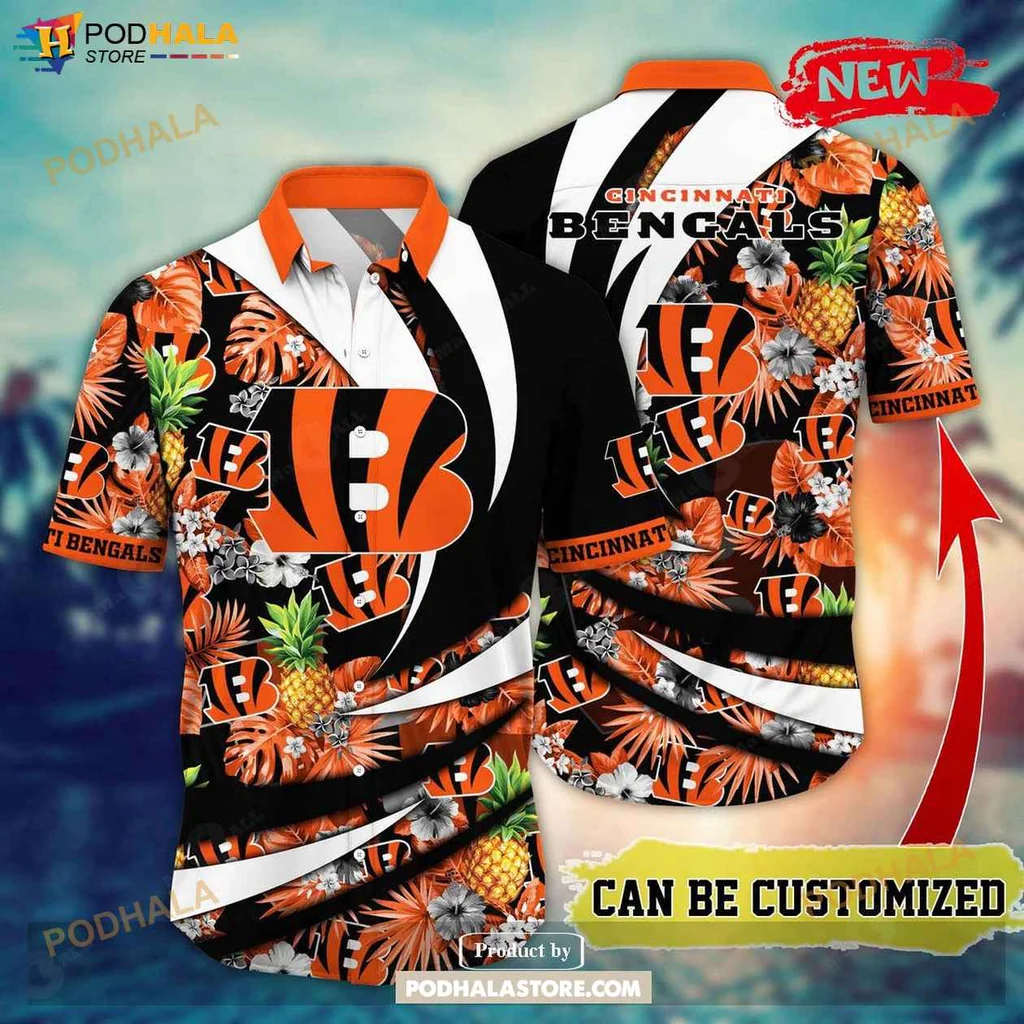 Cincinnati Bengals Aloha Shirt, Vibrant Summer Football Shirt With Flowers And Pineapples