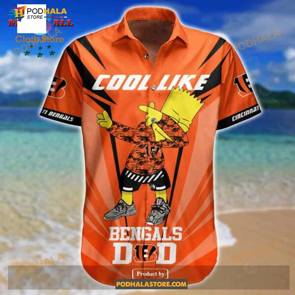 Cincinnati Bengals Cool Dad Hawaiian Shirt With Bart Simpson Design