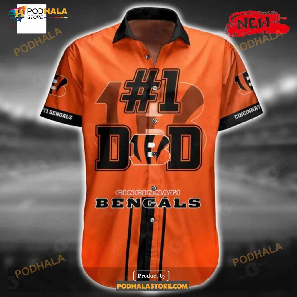 Cincinnati Bengals Dad Hawaiian Shirt, #1 Dad Design For Fans
