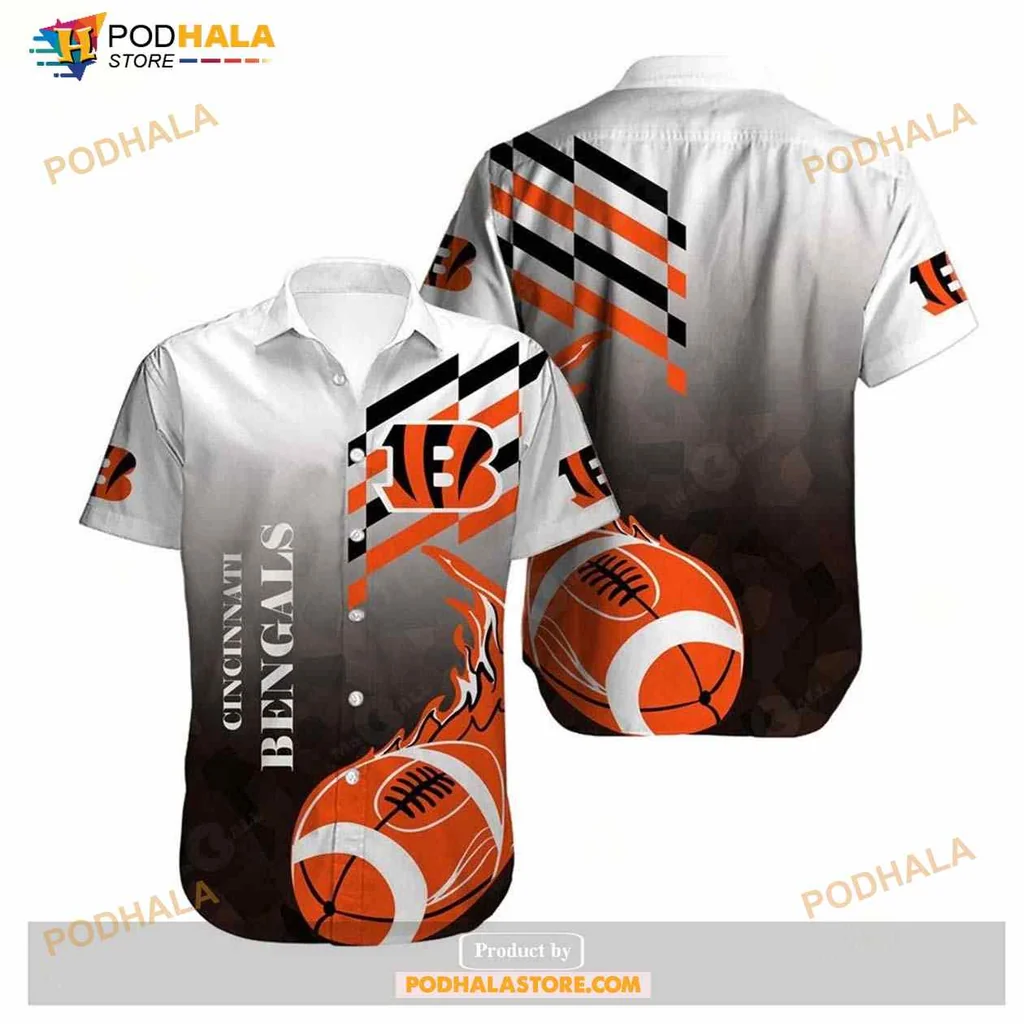 Cincinnati Bengals Fan Aloha Shirt With Bold Logo And Football Design