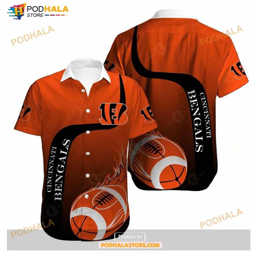 Cincinnati Bengals Sports Aloha Shirt With Bold Football Design