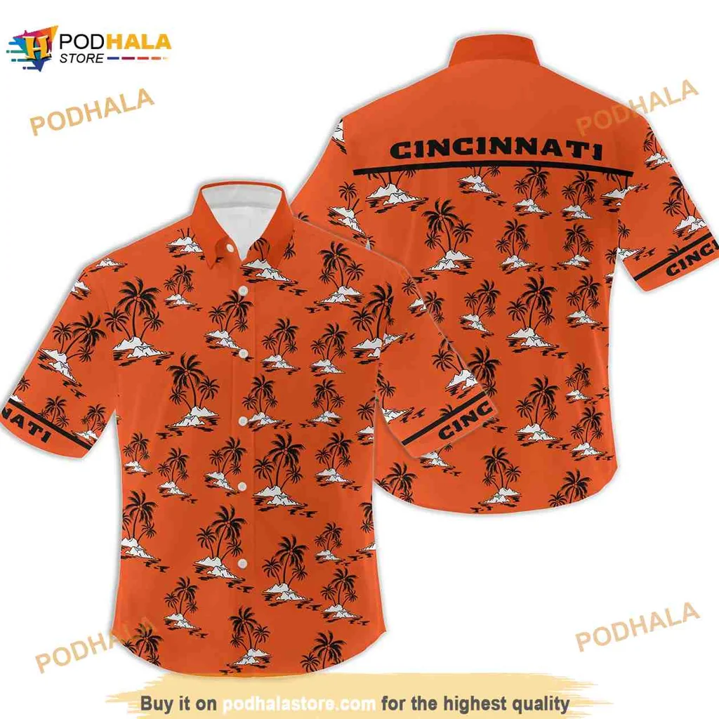 Cincinnati Palm Tree Hawaiian Shirt, Vibrant Beachy Design For Fans