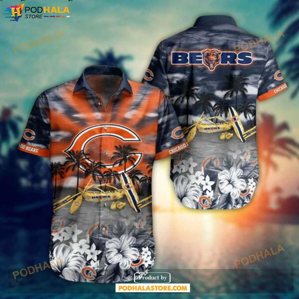 Classic Bears Fan Hawaiian Shirt With Tropical Design And Logo For Summer Fun