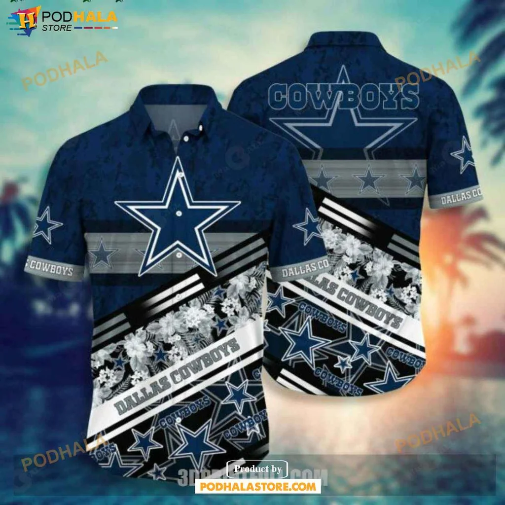 Classic Dallas Cowboys Hawaiian Shirt, Sporty Navy Blue Design With Bold Lettering