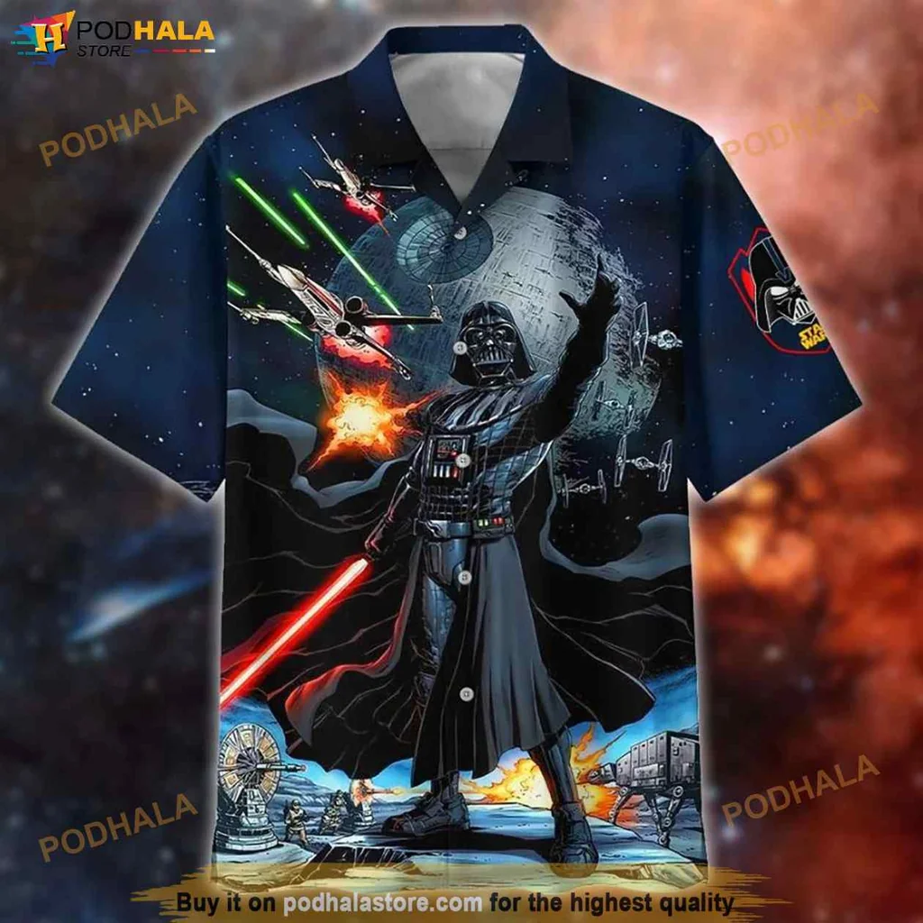 Classic Darth Vader Hawaiian Shirt With Vibrant Star Wars Graphics, Perfect For Fans