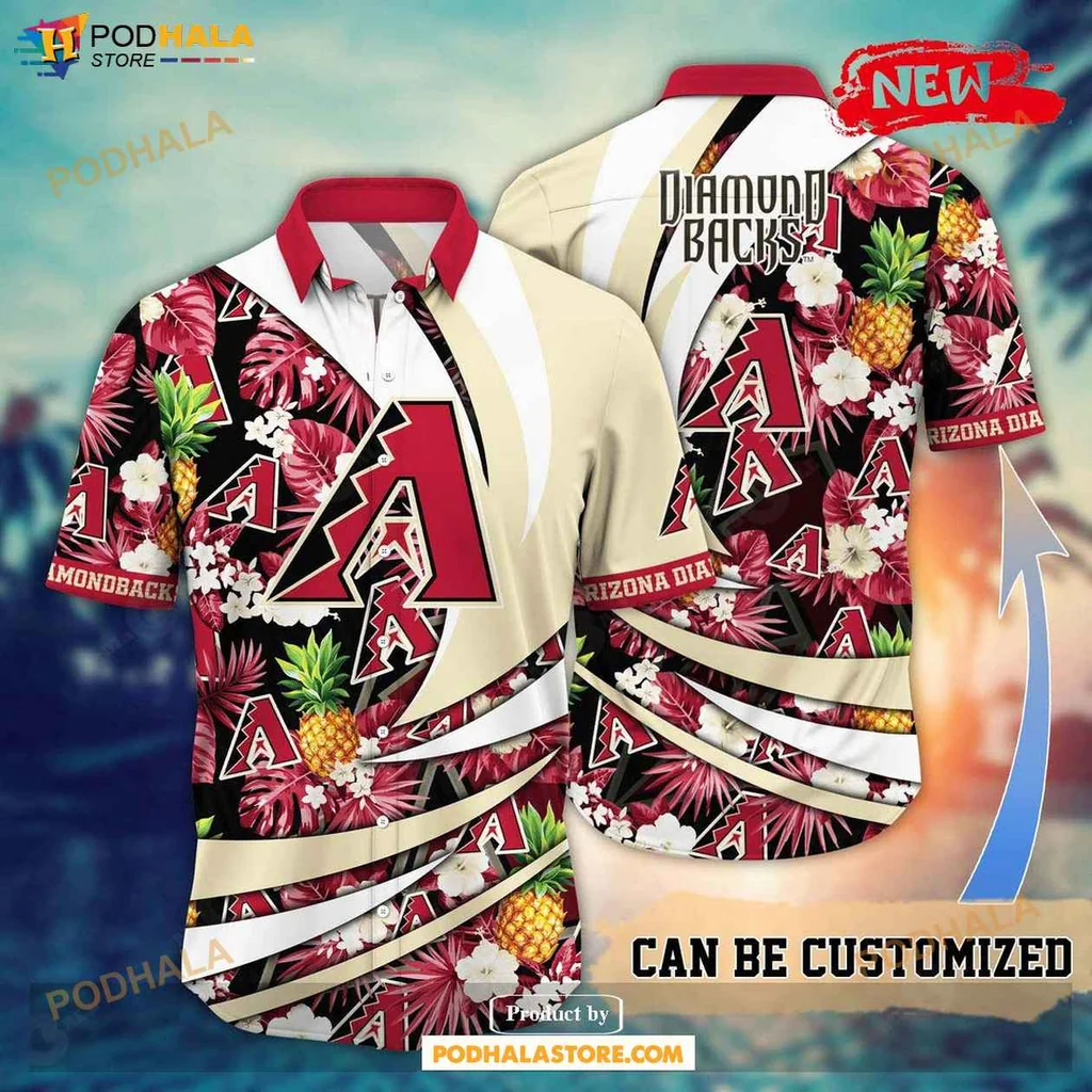 Classic Diamondbacks Aloha Shirt, Vibrant Floral Pineapple Design Summer Shirt