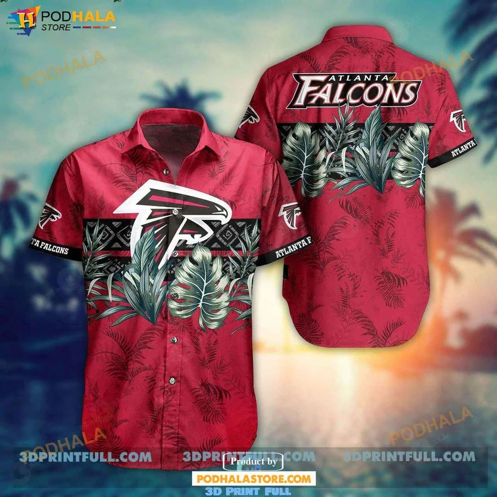 Classic Falcons Fan Hawaiian Shirt, Vibrant Red And Black Design For Summer Fun