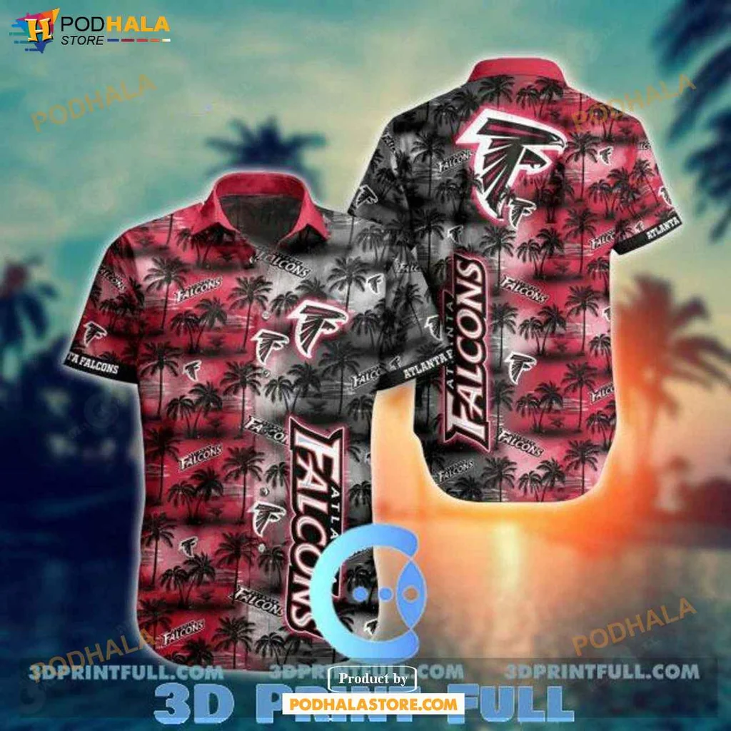Classic Falcons Tropical Shirt, Vibrant Red And Black Design For Casual Fans