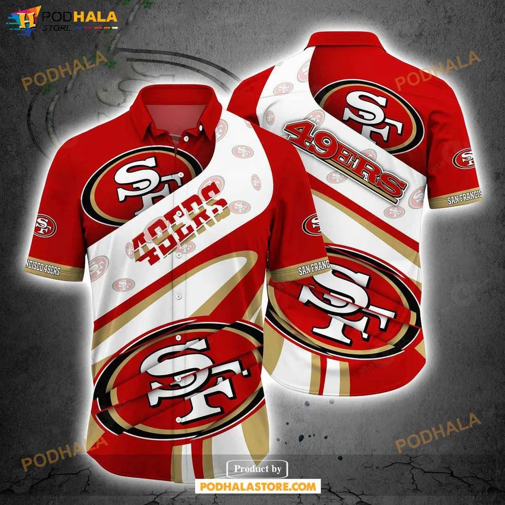Classic Proud 49ers Hawaiian Shirt, Vibrant Red And Gold Design For Fans