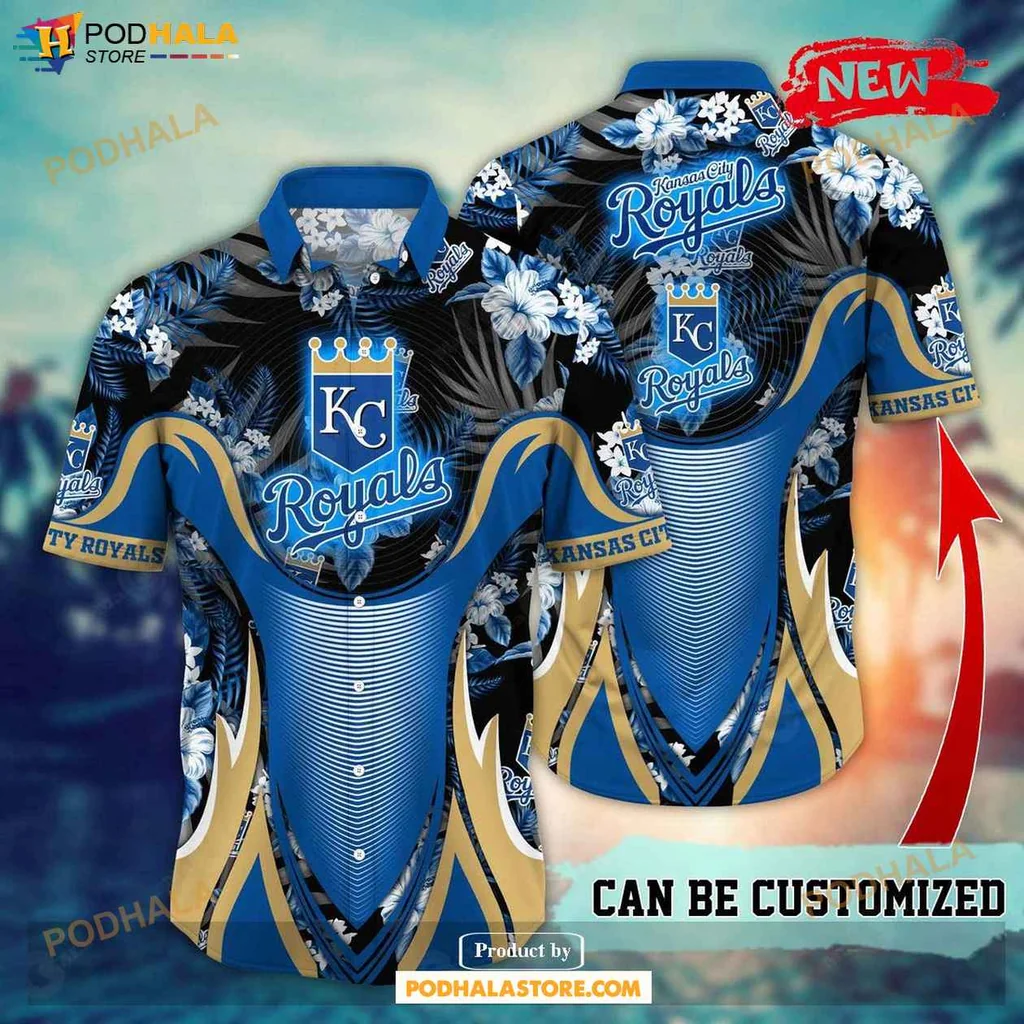 Classic Royals Aloha Shirt, Vibrant Summer Baseball Shirt With Floral Design