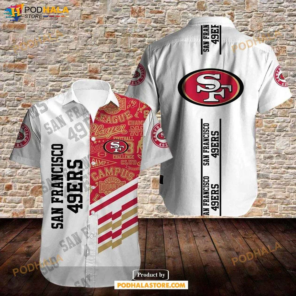 Classic San Francisco 49ers Hawaiian Shirt, Vibrant Red And Gold Team Logo Design