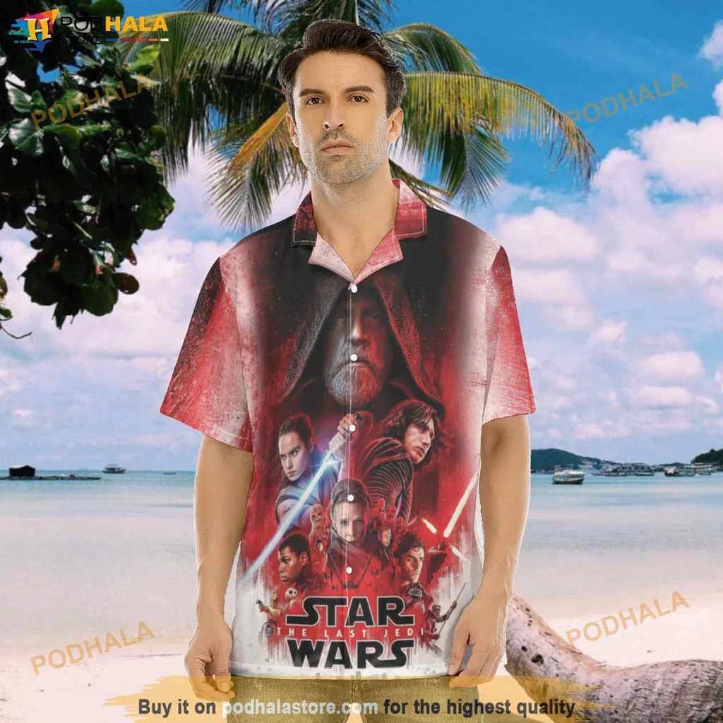 Classic Star Wars Hawaiian Shirt Featuring Iconic Characters, Vibrant Tropical Design
