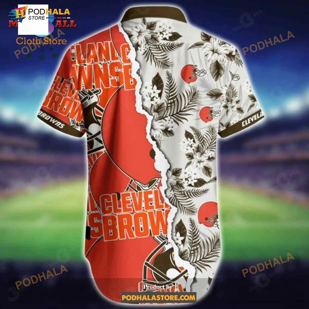 Cleveland Browns Cartoon Mouse Aloha Shirt With Tropical Design Cleveland Browns Cartoon Mouse Aloha Shirt With Tropical Design