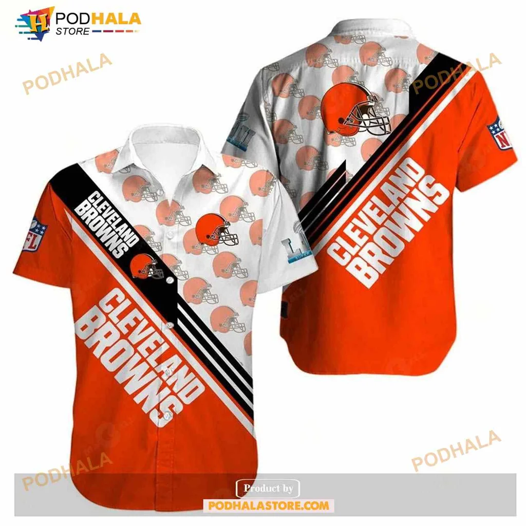 Cleveland Browns Fan Hawaiian Shirt, Bold Orange Design With Nfl Logo