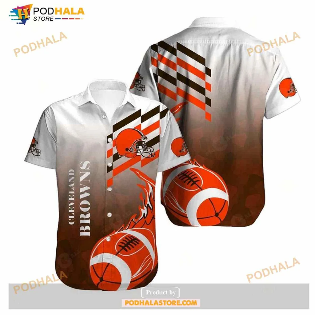 Cleveland Browns Fan Hawaiian Shirt With Vibrant Logo And Football Design
