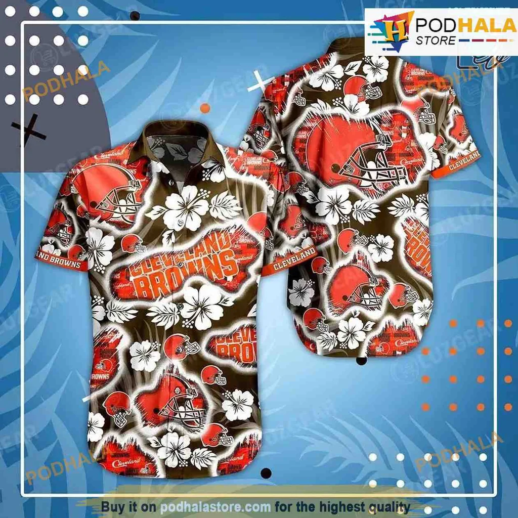 Cleveland Browns Floral Hawaiian Shirt With Tropical Design