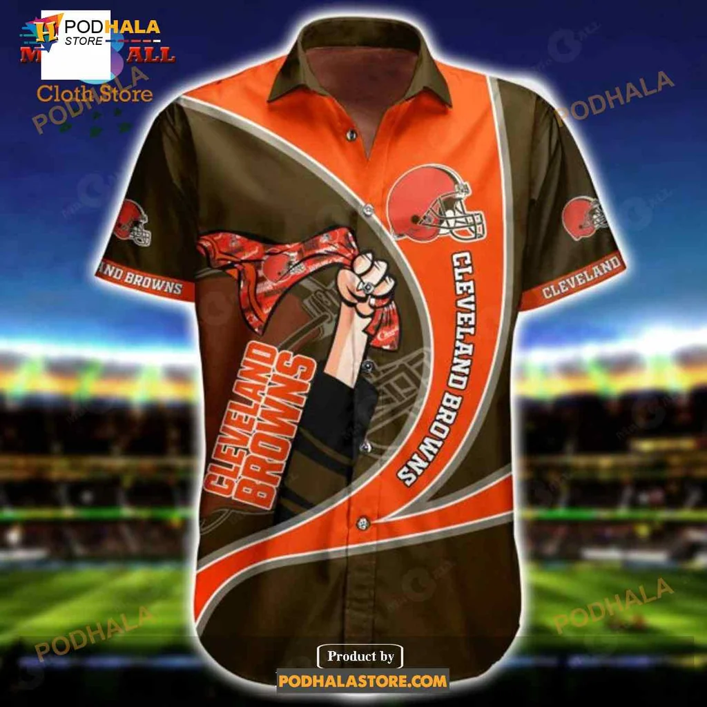 Cleveland Browns Football Hawaiian Shirt With Raised Fist Graphic