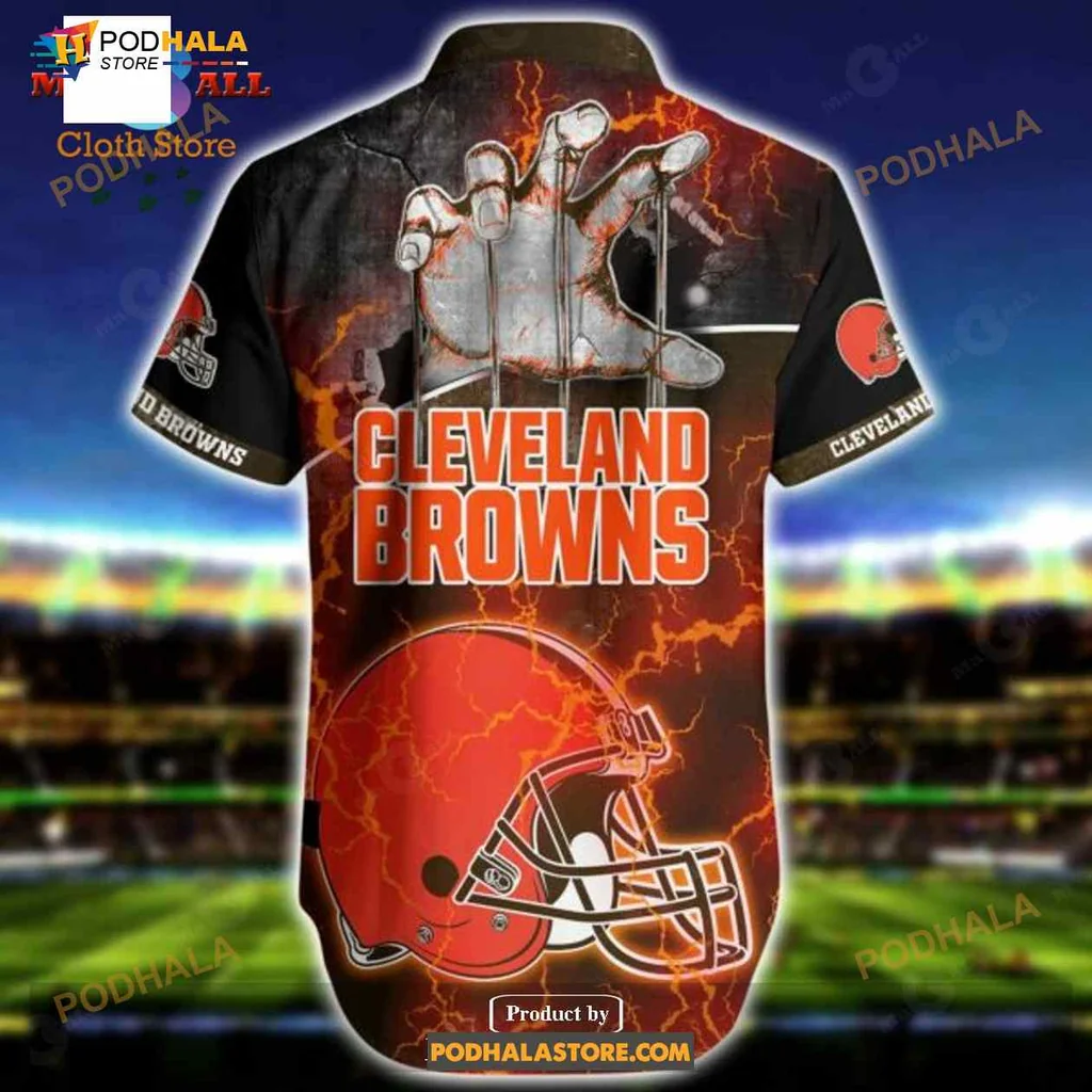 Cleveland Browns Funny Hawaiian Shirt With Bold Design And Football Helmet
