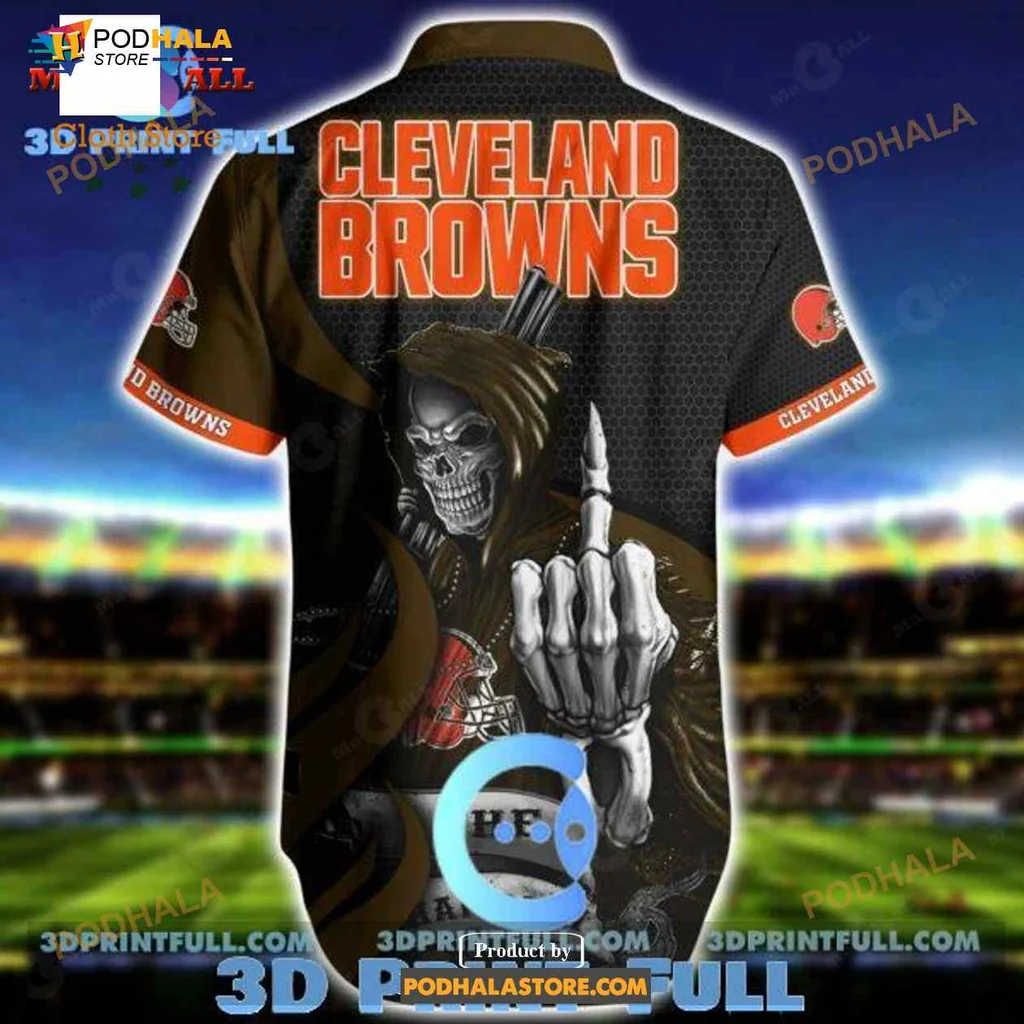 Cleveland Browns Funny Hawaiian Shirt With Skull Design