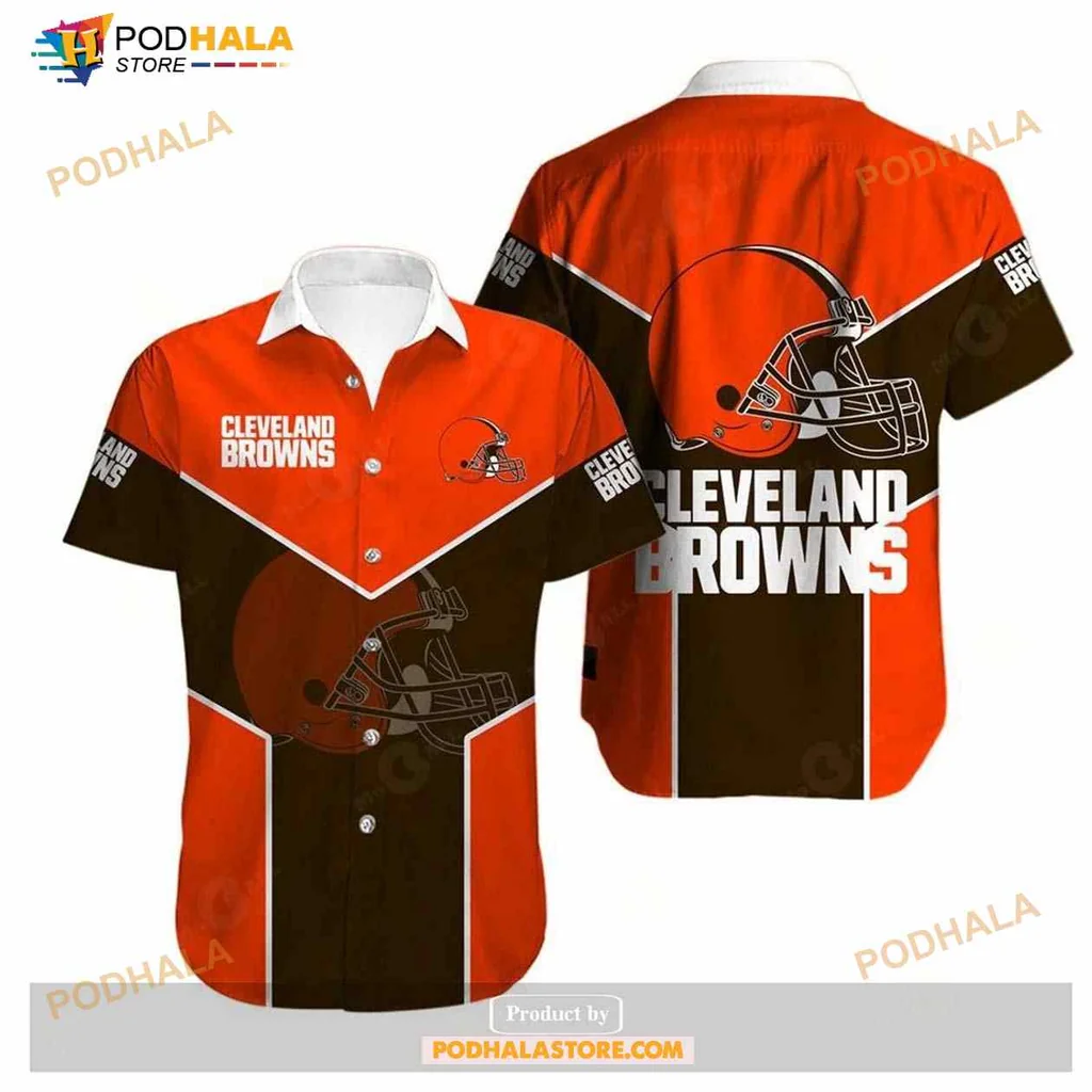 Cleveland Browns Hawaiian Shirt Featuring Team Colors And Logo