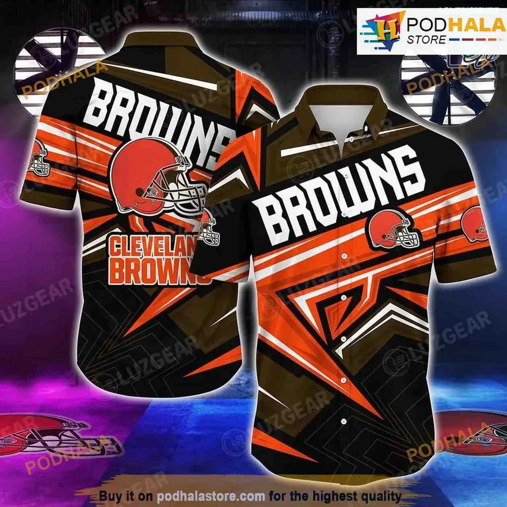 Cleveland Browns Hawaiian Shirt With Bold Team Logo And Vibrant Stripes