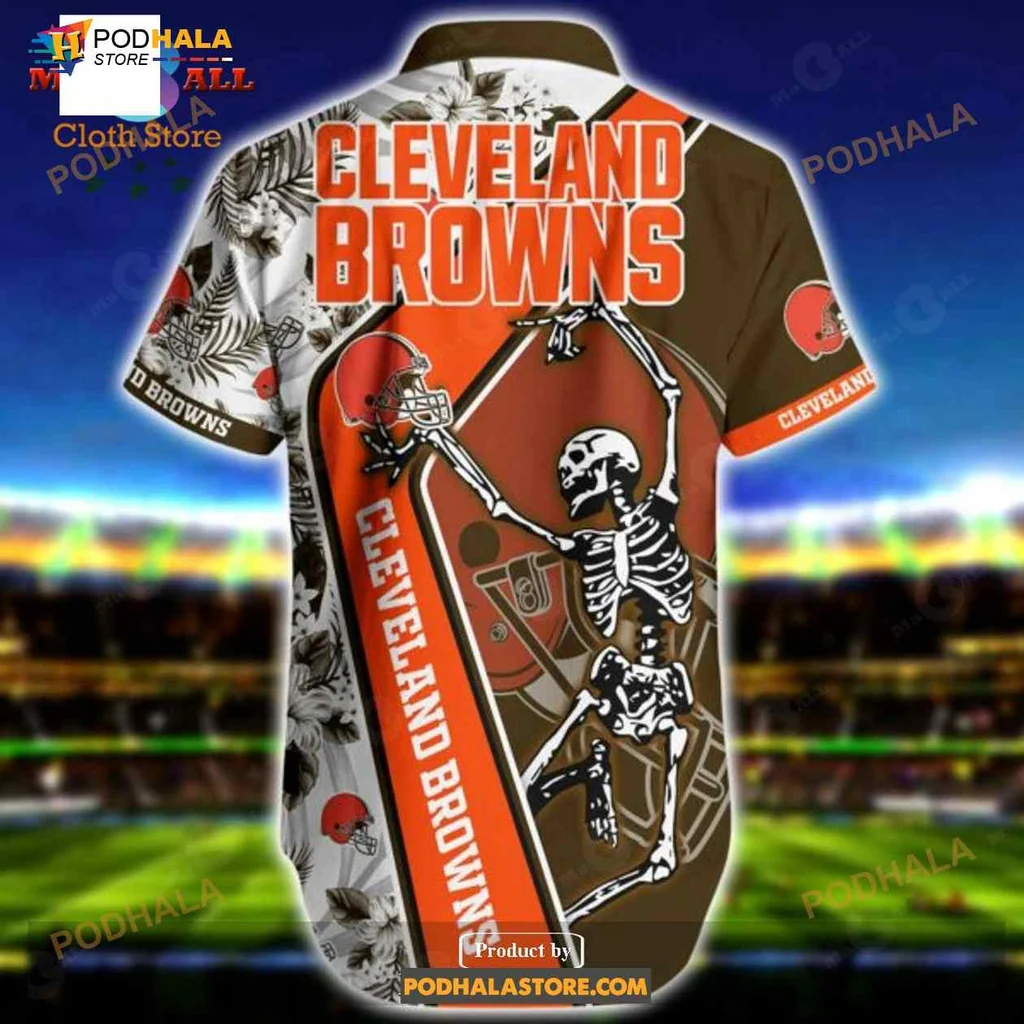 Cleveland Browns Skeleton Hawaiian Shirt, Funny Summer Design