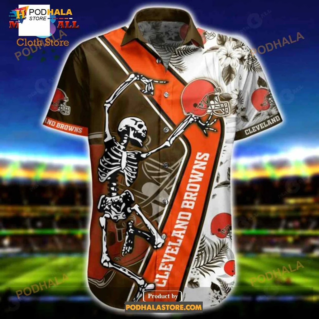 Cleveland Browns Skeleton Aloha Shirt, Funny Summer Design Cleveland Browns Skeleton Aloha Shirt, Funny Summer Design