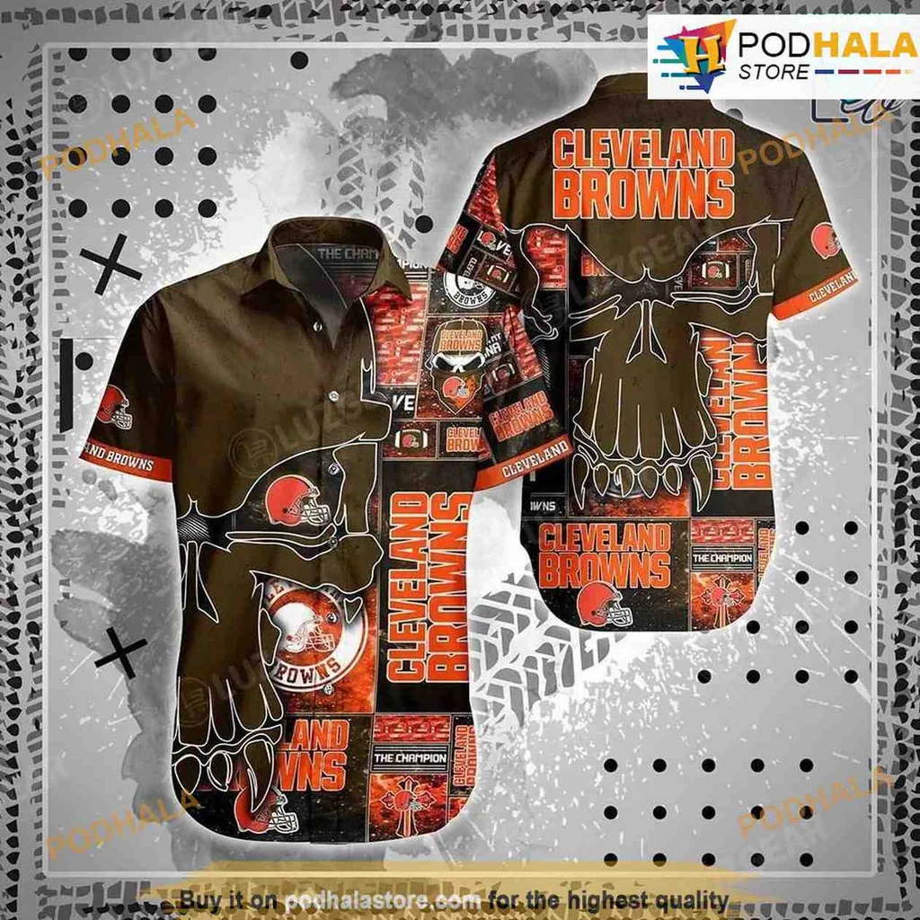 Cleveland Browns Skull Hawaiian Shirt For Nfl Fans