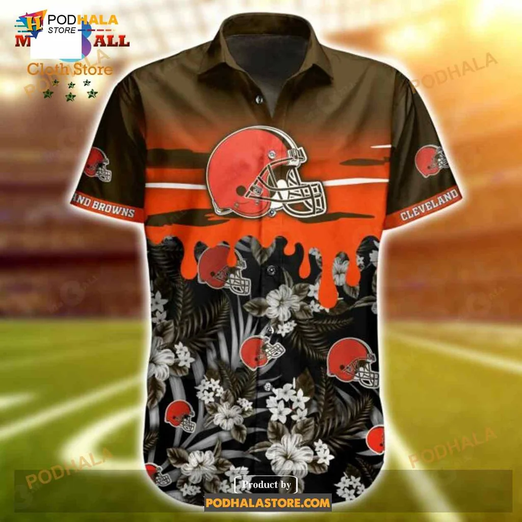 Cleveland Browns Tropical Hawaiian Shirt With Bold Logo And Floral Design