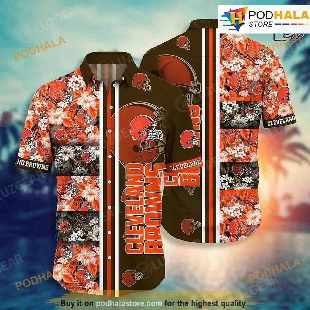 Cleveland Browns Tropical Hawaiian Shirt With Floral Design