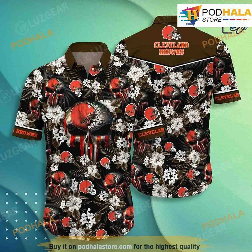 Cleveland Browns Tropical Hawaiian Shirt With Hibiscus Flowers