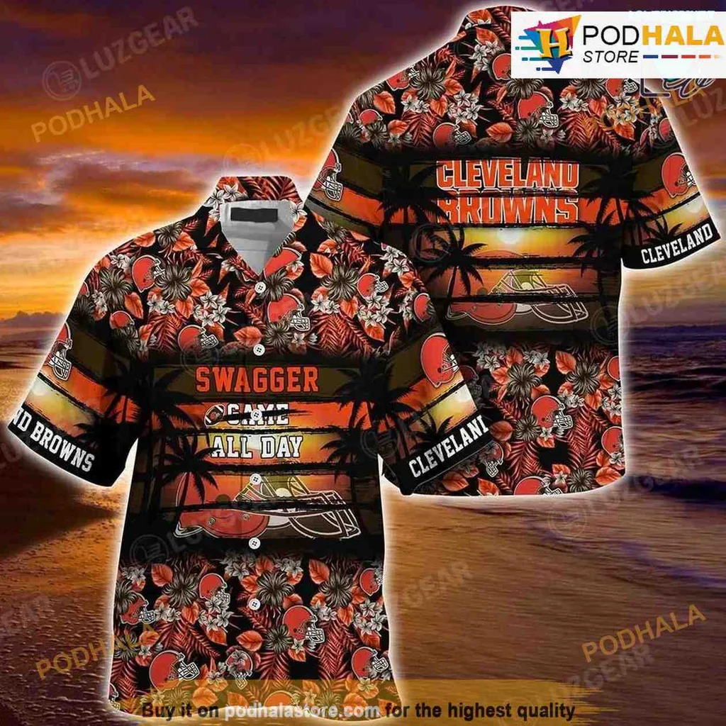 Cleveland Browns Tropical Hawaiian Shirt With Swagger All Day Design
