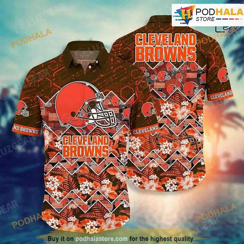 Cleveland Browns Tropical Hawaiian Shirt With Vibrant Floral Design