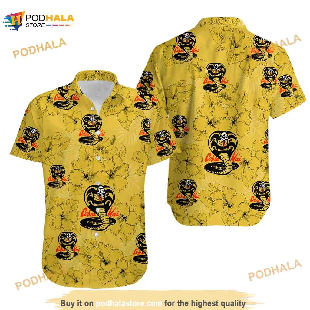 Cobra Kai Tropical Hawaiian Shirt With Bold Floral And Cobra Designs