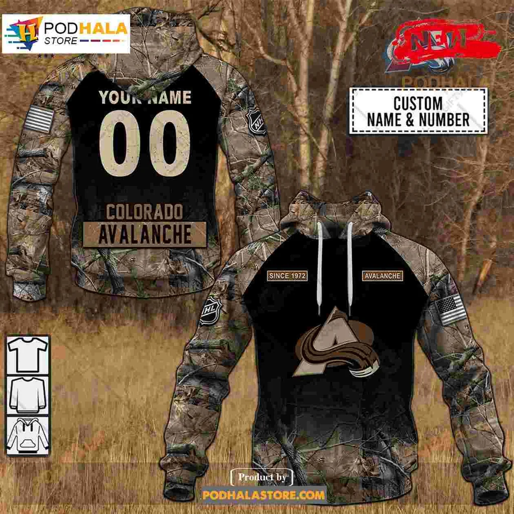 Colorado Avalanche Camouflage 3d Hoodie With Custom Name And Number