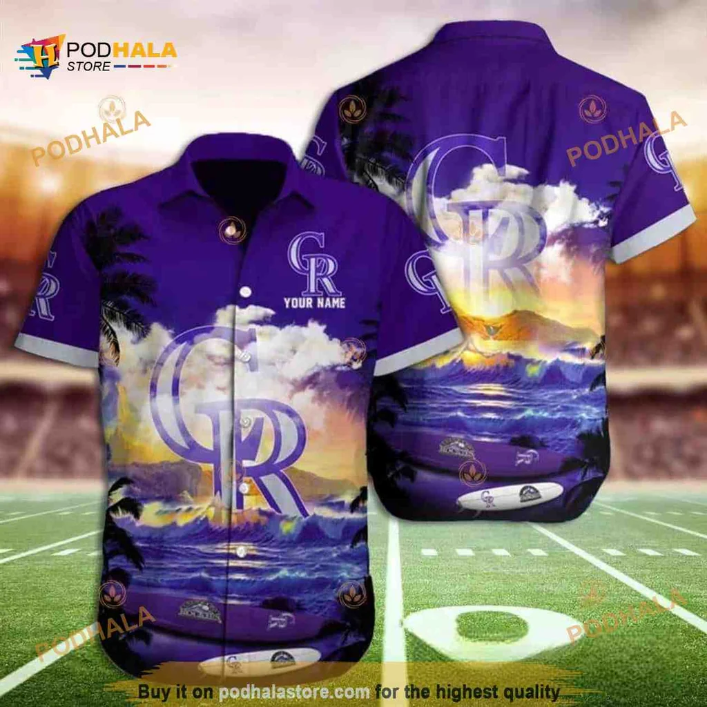 Colorado Rockies Hawaiian Shirt Featuring Violet Sunset Design