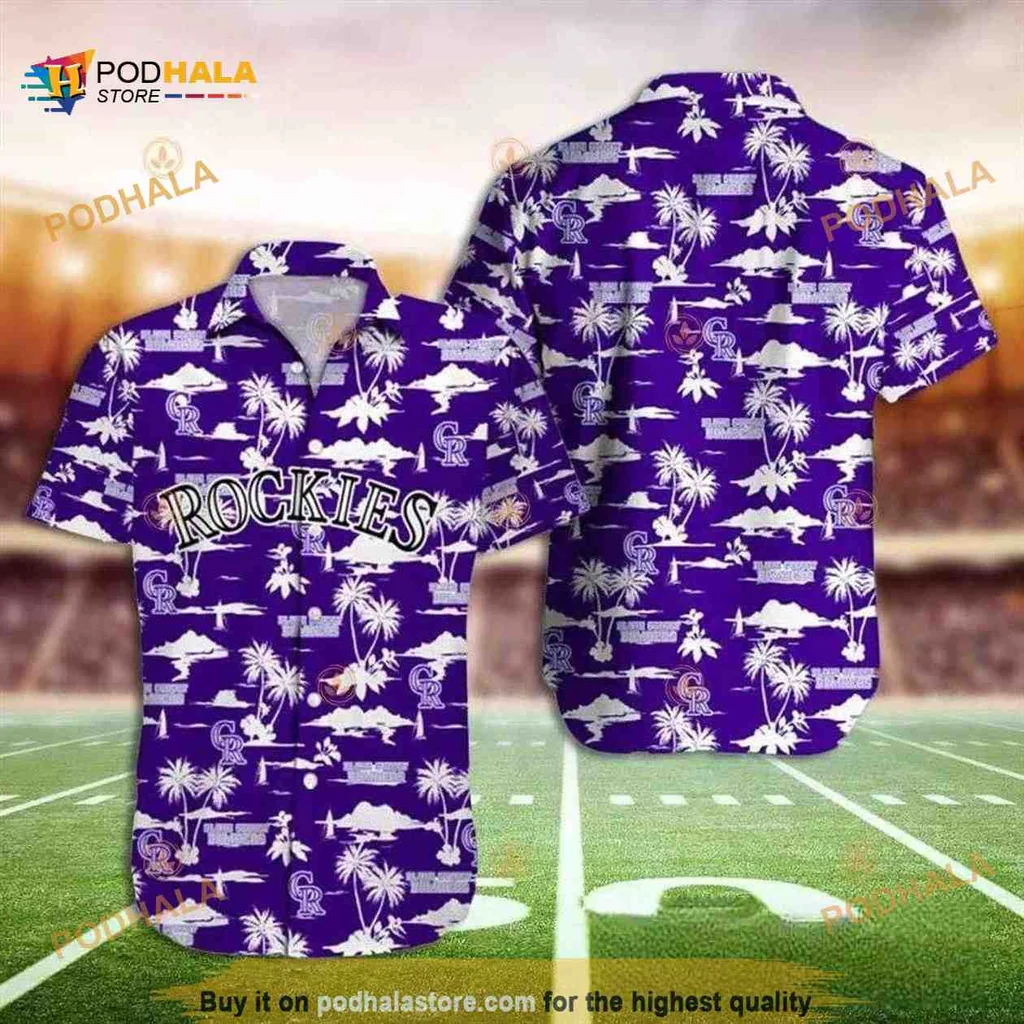 Colorado Rockies Hawaiian Shirt With Tropical Palm Design