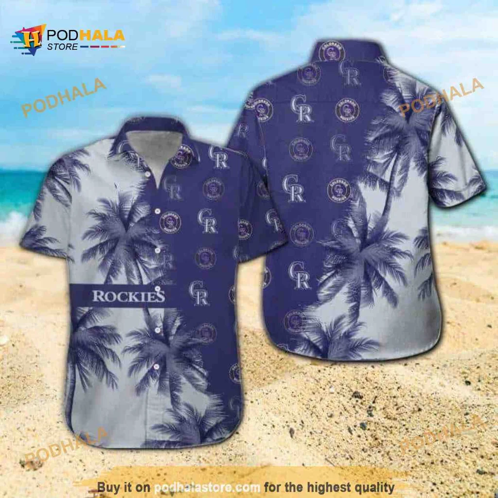Colorado Rockies Tropical Hawaiian Shirt With Palm Trees Design