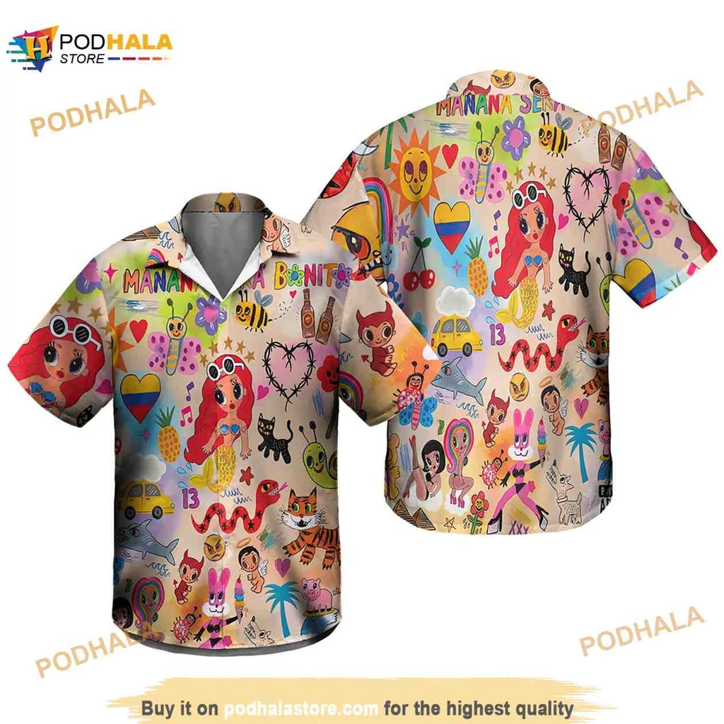 Colorful Cartoon Animal Hawaiian Shirt With Playful Graphics And Fun Patterns
