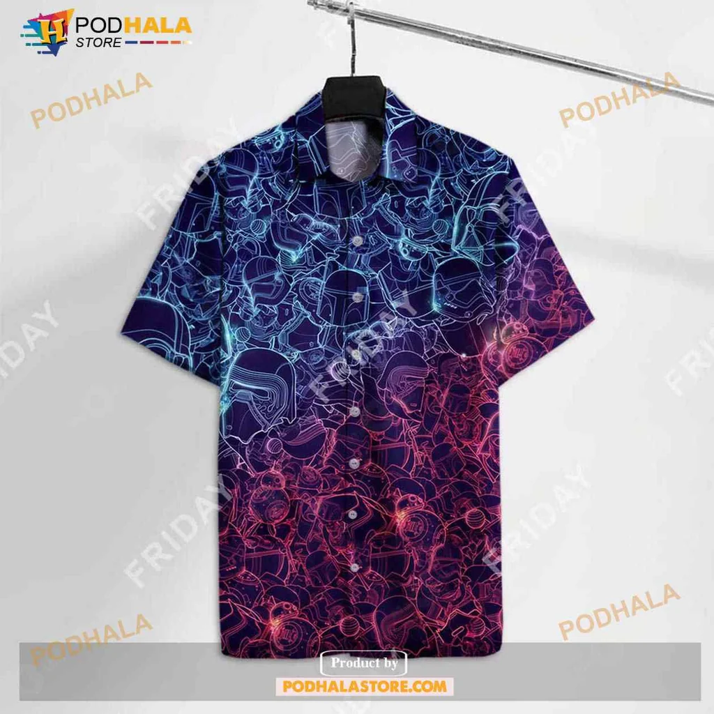 Colorful Cartoon Characters Hawaiian Shirt With Abstract Design