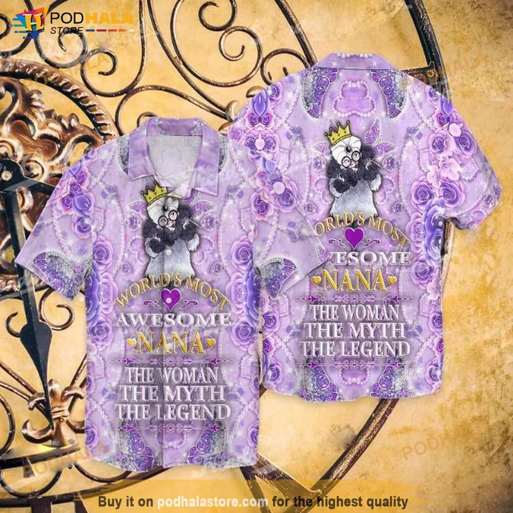 Colorful Cat Nana Hawaiian Shirt, The Woman The Myth The Legend Design