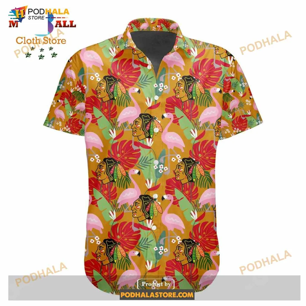 Colorful Cranes Tropical Aloha Shirt With Playful Floral Design Colorful Cranes Tropical Aloha Shirt With Playful Floral Design