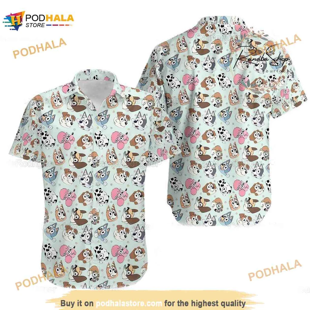 Colorful Dog Lovers Hawaiian Shirt Featuring Playful Cartoon Dogs