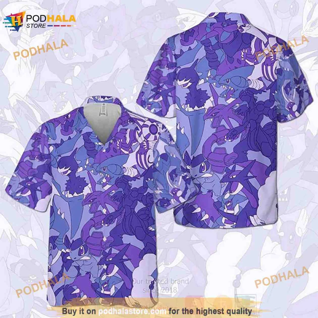 Colorful Dragon Pokemon Aloha Shirt Featuring Vibrant Illustrations